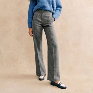 Sézane Martin Trousers Mottled Grey Wool
